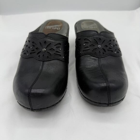 Dansko Women’s Black Leather Cutout Clogs Slip-On Size 36 Comfort Work Shoes - Picture 2 of 7